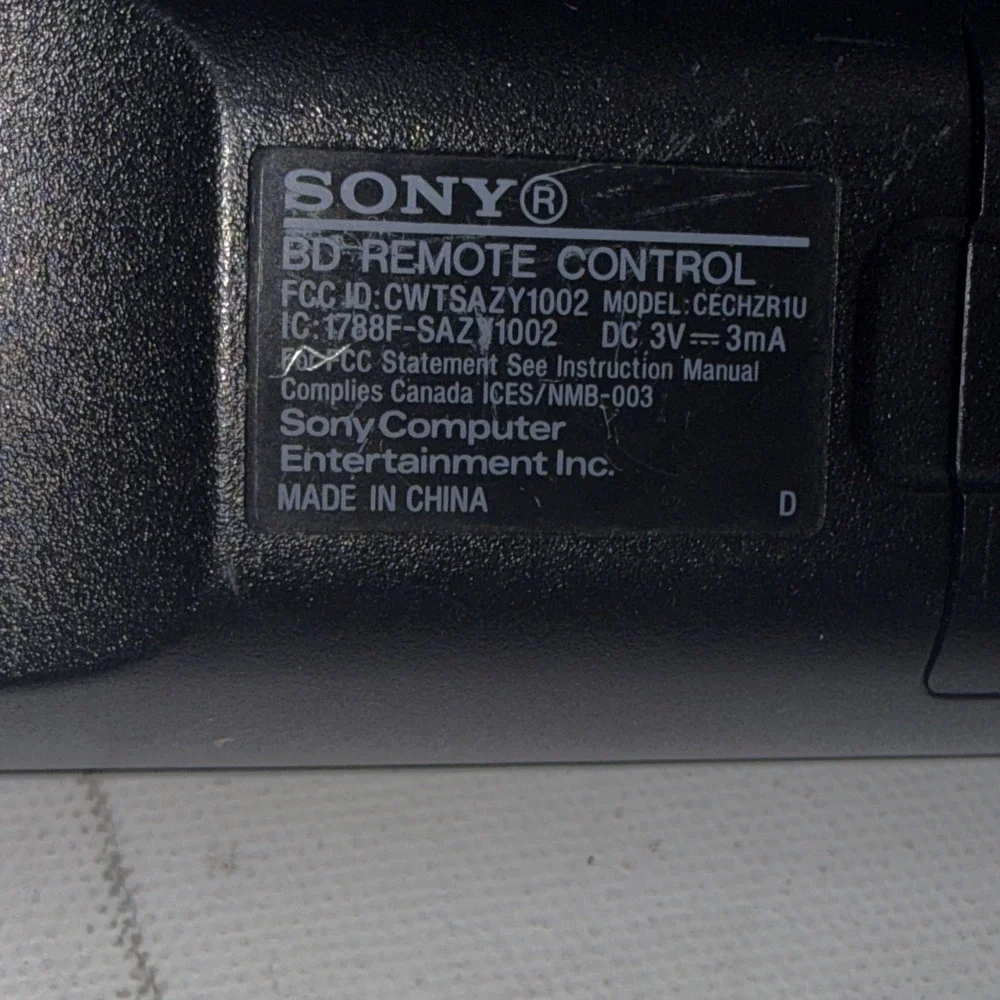 Sony PS3 BD Playstation 3 Media Blu-ray Disc Remote Control UNTESTED